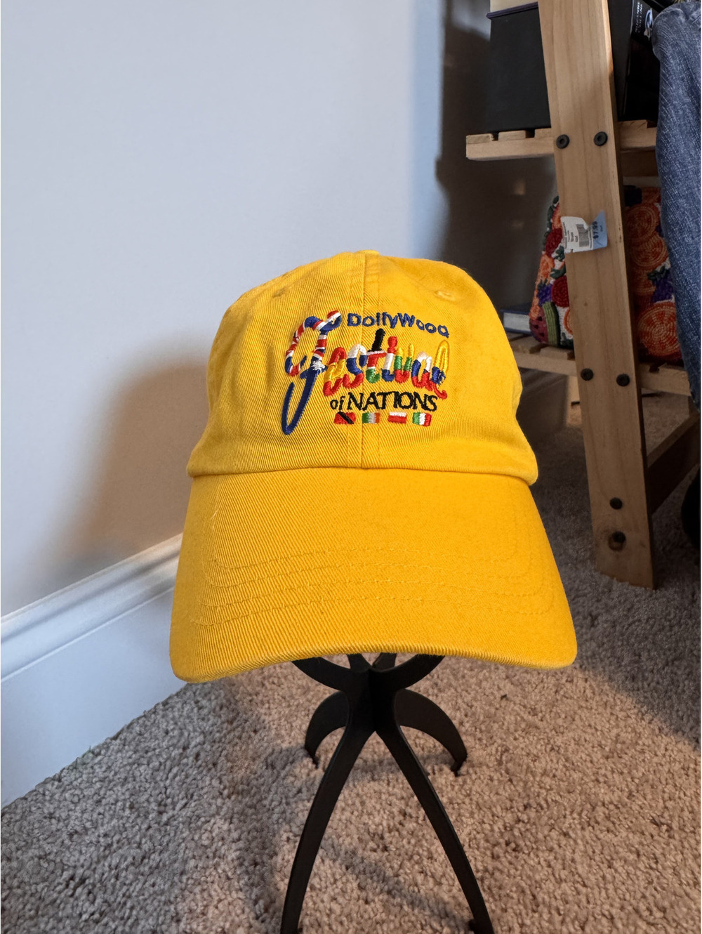 Vintage Dollywood Festival of Nations Hat Yellow Embroidered Dad Cap Souvenir